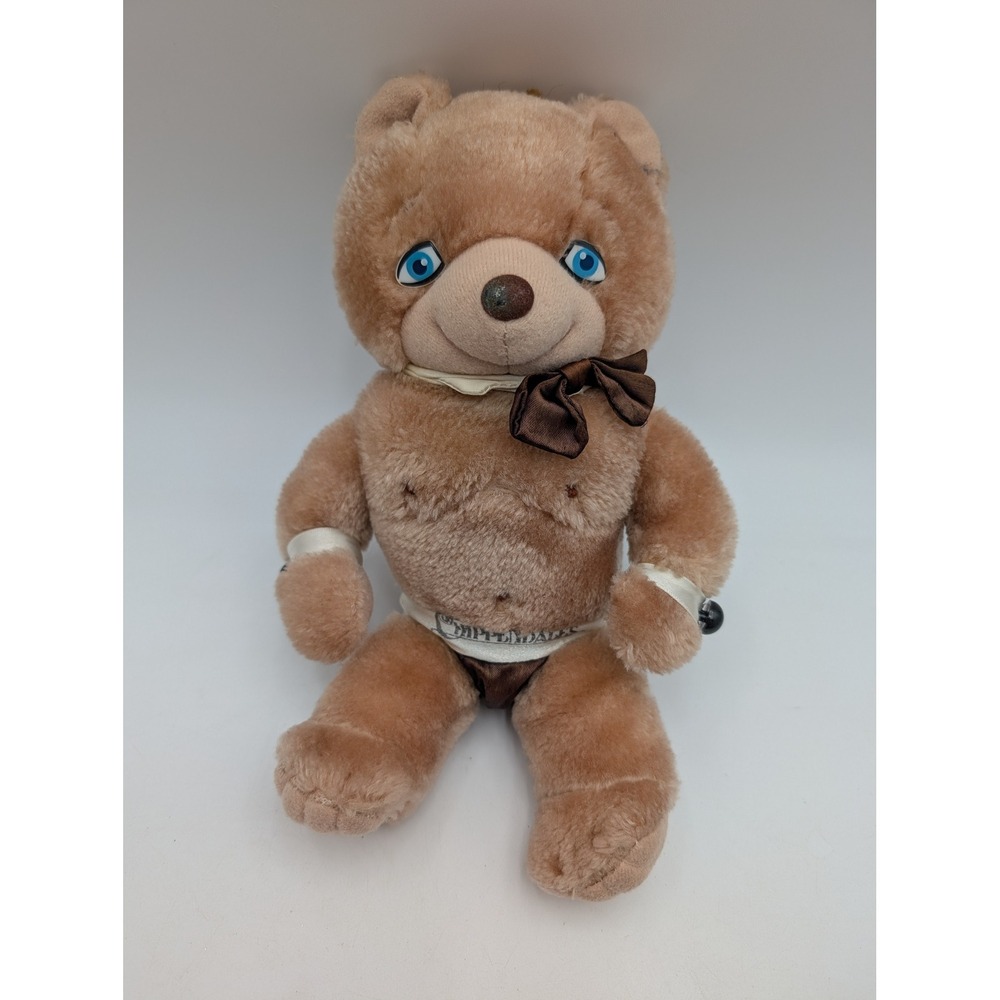 Chippendales Teddy Bear Brown Plush Dancer Bow Tie Cuffs Stuffed Animal Toy